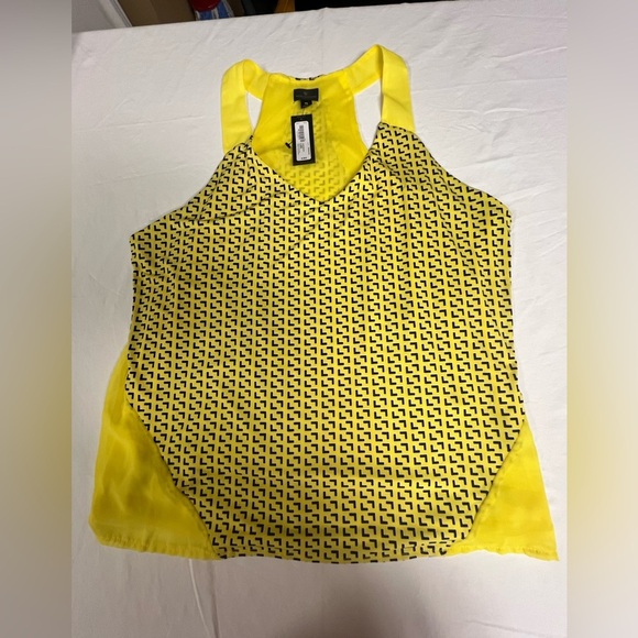 WORTHINGTON YELLOW/BLACK SLEEVELESS TOP  SIZE XL W/V NECK  100% POLYESTER - Picture 7 of 9